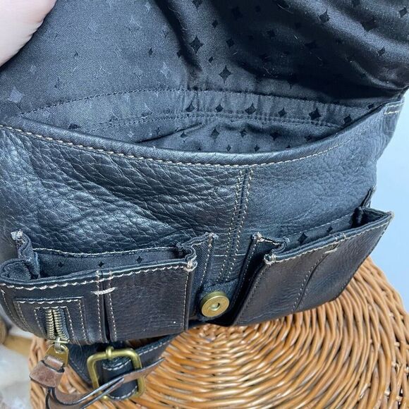 Fossil Morgan Traveler Black Soft Pebble Leather Organizer Crossbody Bag Brown - Picture 8 of 10